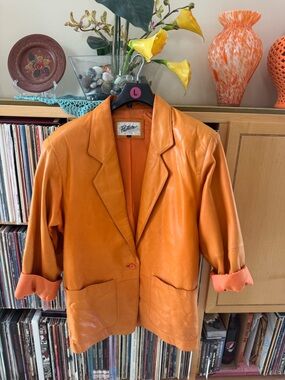 PRICE DROP: VTG,LINED AND LOVED PUMPKIN LAMBSKIN LEATHER JKT by PASTICHE, large6